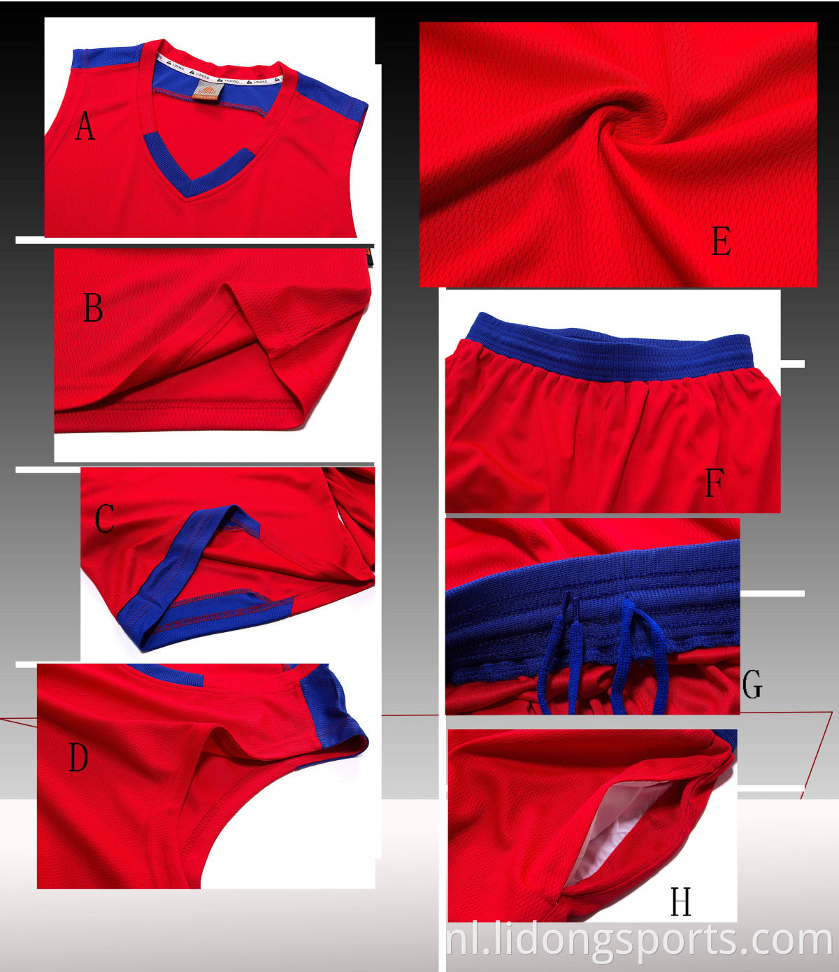 Groothandel Personaliseer Men's Basketball Jerseys Design met Sublimation Print Basketball Uniformen voor studenten